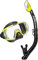 Schnorchelset Tusa Visio - tauchset tauchbrille trocken schnorchel tauchmaske erwachsene (Schwarz/Gelb)