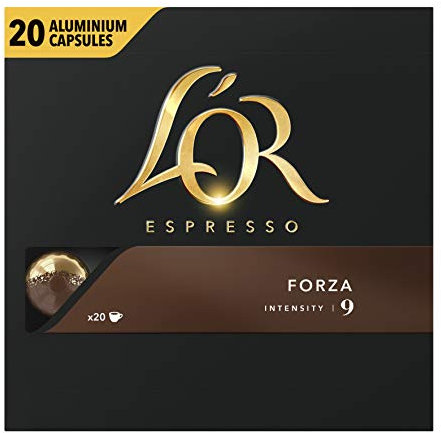 L'Or Espresso Café Forza - Intensité 9 - 100 Capsules en Aluminium Compatibles avec les Machines Nespresso (Lot de 5X20 capsules)