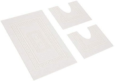 HomeLife - Set Tappeti Bagno 3 Pezzi in Cotone Made in Italy | Tappeti Bagno Moderni : 1 Tappeto [60X90] 2 Girowater/Girobidet [45X60] |Tris Tappeto Bagno Assorbente e Lavabile Lavatrice | Bianco
