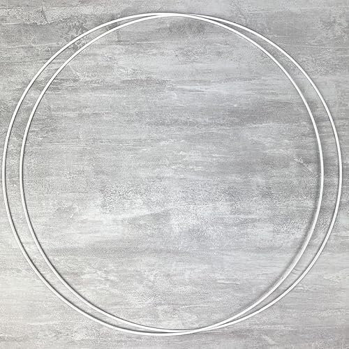 Lot de 2 Grands Cercles métalliques Blanc diam. 60 cm pour Abat-Jour, Anneaux epoxy Attrape rêves