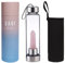 SAOI Kristall-Wasserflasche – Rosenquarz-Edelstein infundiertes Elixier – natürliche Wellness-Heilung – Glas/Edelstahl