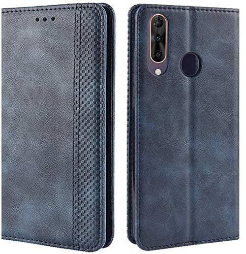 HualuBro Handyhülle für Wiko View 3 Pro Hülle, Retro Leder Brieftasche Tasche Schutzhülle Handytasche LederHülle Flip Case Cover für Wiko View3 Pro 2019 - Blau