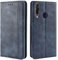 HualuBro Coque pour Wiko View 3 Pro, Etui Housse à Rabat en Retro PU Cuir Flip Leather Case Cover Antichoc Portefeuille Protection Stand Coque pour Wiko View3 Pro 2019 (Bleu)