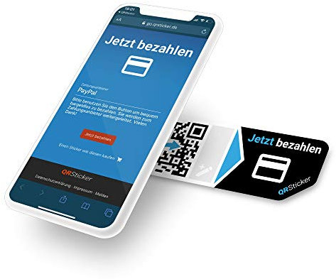 Kontaktloses Bezahlen per QR-Code für Kunden und Unternehmen. Set von 4 gut sichtbaren Aufklebern für Smartphone-Apps wie PayPal.