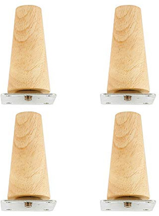 4 Stück Holz Tischbeine,Holz Sofafüße Möbelfüße,Holz Möbelfüße 8cm/15cm/20cm,mit Montageplatten & Schrauben für Sofa Bett Schrank Couch Stuhl (Gerade Füße 8cm)
