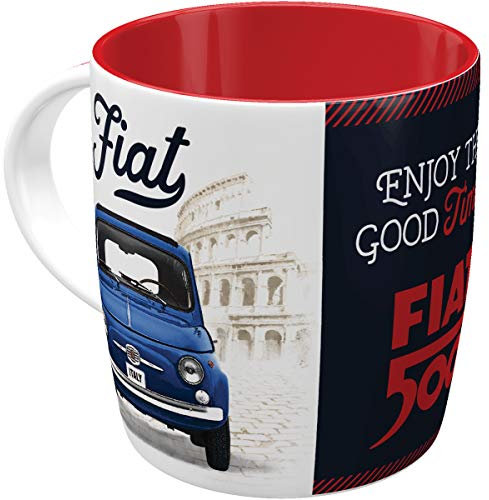 Nostalgic-Art Tasse à café rétro, Fiat – Good things – Idée de cadeau pour fans de voitures, en céramique, Design vintage, 330 ml