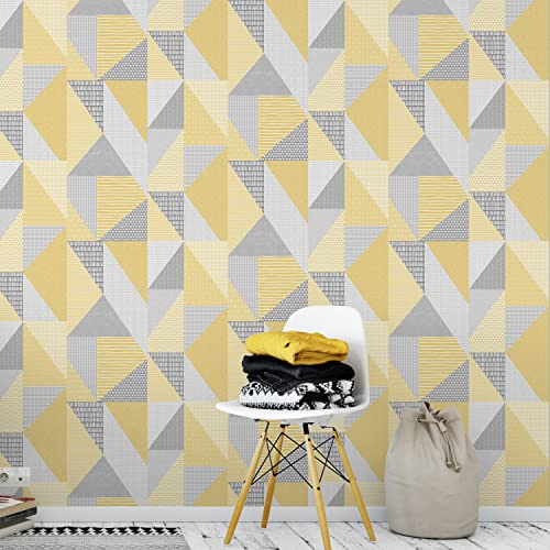 Catherine Lansfield Larsson Geo Wallpaper Ochre