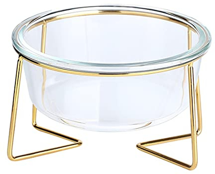 PetPhindU Glas Fressnapf Raised Katzenfutter-schüssel Katze Wasser-schüssel Hundefutter Schüssel Hundewasserschüssel mit Erhöhten Standplatz Cat Dish Hund Basin Fressnapf für Big Gesicht Cats &