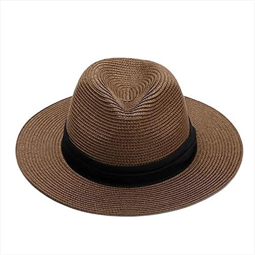 LUOLUOSM Chapeau de Soleil pour Hommes Chapeau de Paille de Grande Taille Chapeau de Panama Chapeau de Plage décontracté au Bord de la mer 61/62/63/64Cm avec Corde Coupe-Vent
