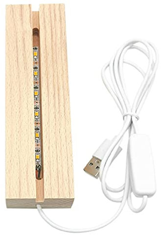 unknows Base de lámpara, Luces LED desconocidas Base de Pantalla Material de Madera de Haya Luz Nocturna Rectangular para Cristal 3D Base de lámpara de luz cálida navideña