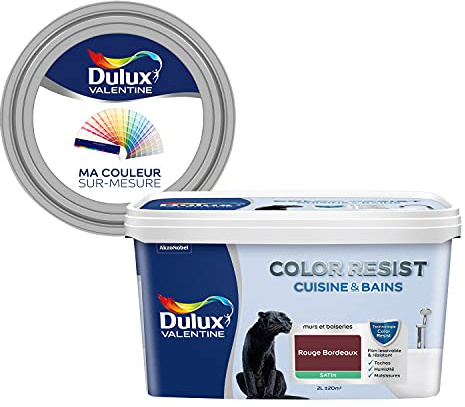 Ma Couleur Sur-Mesure par Dulux Valentine – Peinture Intérieure Murs, Plafonds, Boiseries - Palette Créativité, Cuisine & Bain Satin, Rouge Bordeaux , 2 L