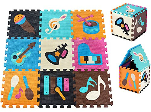 Moby-System Puzzlematte für Babys - Schadstofffreie Baby Spielmatte 90x90 cm - Geruchlose, wasserdichte SpielfläChe mit Bildungsdesigns für Jungen & Mädchen