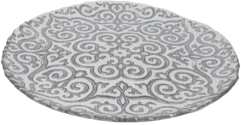Keyhomestore- Confezione da 4 piatti in vetro trasparente, 33 cm, ideale come piatto portata.