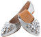 MACHSWON Women's Ballet Flats Slip on Ballerina Pumps Dolly Shoes Portable Ladies Formal Comfort Sparkly Rhinestone Pointed Toe Flats Pumps Wedding Shoes for Bride(Silver01, Size 6)