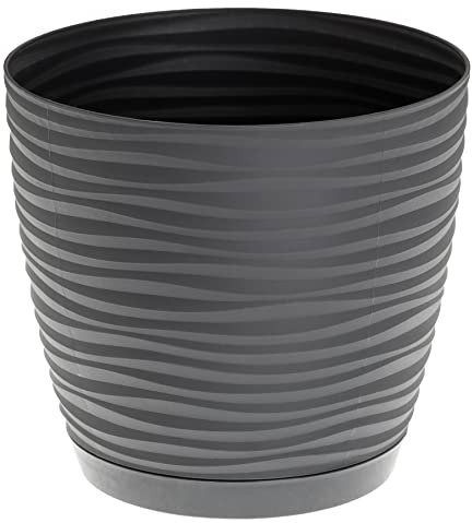 SPARKLE PLANTS MOdern Decorative Planter for Indoor and Outdoor Use, 7 Sizes, 8 Colours - Dark Grey Plant Pot Planter with drainage Holes and Saucer (15 cm, Anthracite)