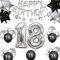 Fechy 18. Geburtstag Dekorationen Silber Schwarz, Alles Gute zum 18. Geburtstag Stern Banner Nummer 18 Luftballons Stern Folienballons 18. Geburtstag Konfetti Luftballons für Jungen Mädchen 18. Geburt