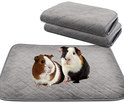 RANYPET 2 Stück PIPI Pad für Meerschweinchenkäfig, Sehr saugfähige Wiederverwendbare und waschbare Fleece Trainingspads für Haustiere mit wasserdichter Unterseite für Kleintiere L Grau