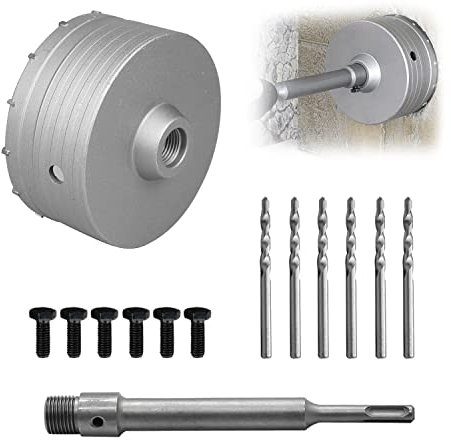 Carotatrice a Tazza per Muro Ø 130 MM SDS, Punta da 220 MM SDS Plus Codolo Punta da Muro per Calcestruzzo Punta da Trapano, per Muro, Cemento, Muratura, Muro a Secco
