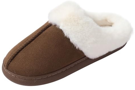 JOMIX Damen-Hausschuhe Winter Plüsch Pantoffeln Lammfell Gefüttert Süße Rutschfeste Clogs Slippers Warme Bequeme Schuhe für Damen (Braun 37 EU)