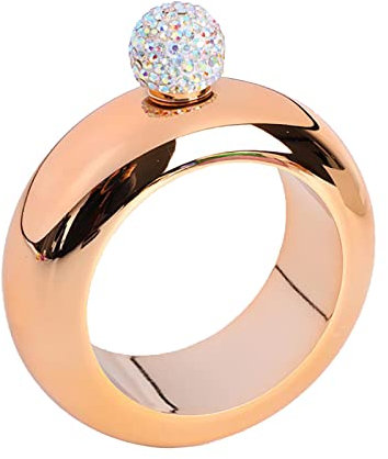 Petaca de pulsera, 3.5 onzas hecha a mano con tapa de cristal de acero inoxidable, forma de pulsera hueca, redonda, petaca portátil para baile, fiesta de cumpleaños, club, bar, regalo para mujeres y