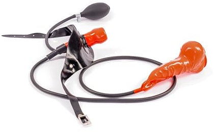 Rubberfashion Latex Knebel Mund mit Schlauch und Penishülle - Latexknebel aufblasbar Mundknebel Gag für Herren