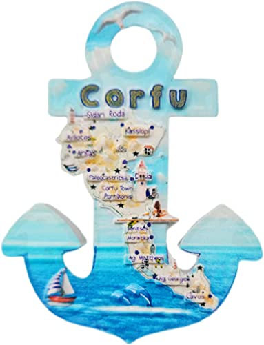Anker Karte Stil Korfu Griechenland Magnet Kühlschrank Kühlschrank Magnet Dekoration Aufkleber Souvenir Harz Handwerk Küche Whiteboard