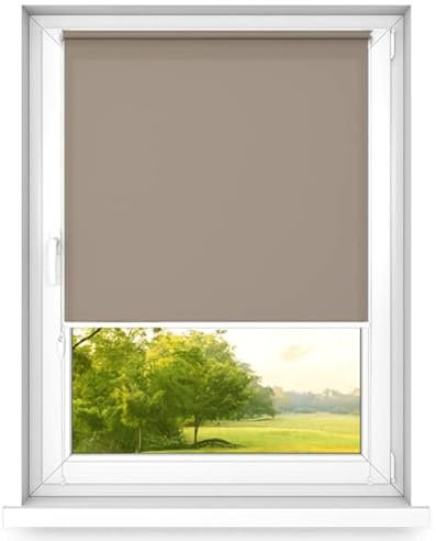 time4blinds Mini Basic tenda a rullo - Non invasiva - Tenda a rullo per finestra all'interno senza forare - Maniglie non invasive - 700x1900mm Marrone Operato sul Lato Sinistro