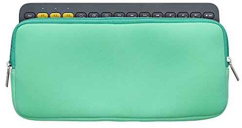 kwmobile Funda para Teclado Compatible con Logitech K380 - Estuche de Neopreno con Cremallera - Verde Porcelana