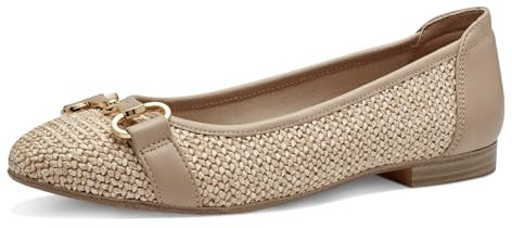 Tamaris Damen Klassische Ballerinas, Frauen Flats,Comfort Lining,TOUCHit-Fußbett,Slip-ons,klassisch elegant,Ballerinen,Taupe,37 EU