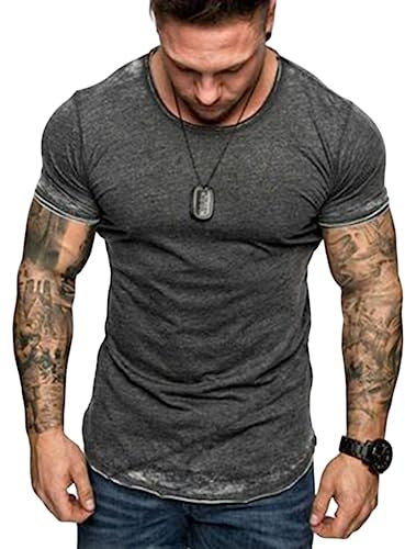 Rela Bota Herren Fashion Workout Muskel-T-Shirts Kurzarm Sport T-Shirts Athletic Casual Slim Fit Bunte Reißverschluss Shirts, Schwarz, Mittel