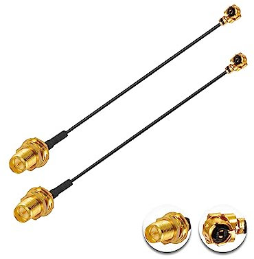 Vecys 2PCS U.F.L1 zu RP-SMA Buchse Low Loss Koaxialkabel 2 /5CM U.F.L1 1.13mm Mini-Koaxial Pigtail Kabel für Wireless Router Mini PCIE Netzwerkkarten PCI Wi-Fi WAN Repeater