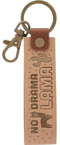GRUSS & CO Schlüsselanhänger Kunstleder Motiv Lama | Anhänger aus hellem Kunstleder mit Motiv No drama Lama, inkl. Karabiner | 48374