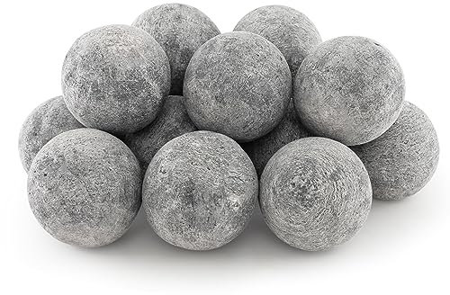 Goplus Ceramic Fire Balls, 15 PCS 3” Fiber Round Fire Stone Set, Decorative Gas Log or Indoor Outdoor Fireplace, Fire Bowls, Fire Pit, Wood Burning Stove