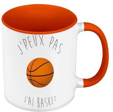 Mug de Couleur Qualité Premium Orange - J'Peux Pas J'Ai Basket Ballon de Basket-Ball Sport - Tasse avec anse et intérieur de couleur