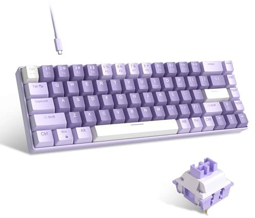 MageGee Portable 60% Gaming Mechanical Keyboard, Minimalist MK-Box RGB Backlit Compact 68 Keys Wired Office Keyboard with Violet Switch for Windows Laptop PC Mac Convenient(Purple & Purple)