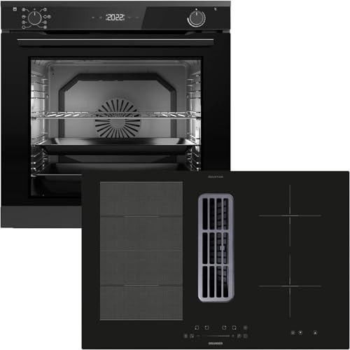 Oranier Pyrolyse Backofen Set EBP620 Einbau autark - 9 Funktionen & Flexx-Induktion 80 cm mit Kochfeldabzug KFA490-4 Kochzonen & Slider-Steuerung