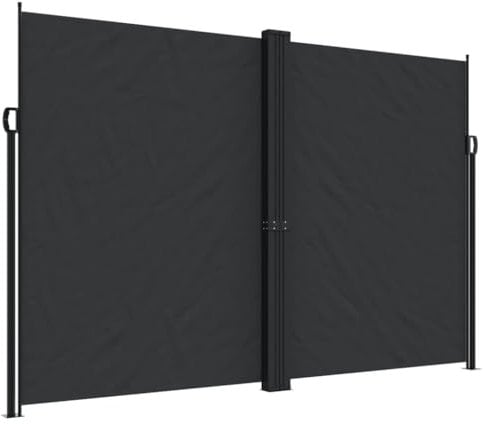 vidaXL Seitenmarkise, Wandmarkise mit PU-Beschichtung, Sichtschutz für Balkon Terrasse Garten, Windschutz Markise, Ausziehbar Schwarz Polyester