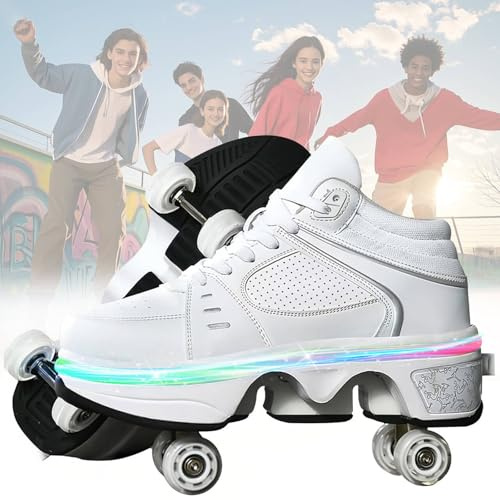 Chaussures à roulettes pour Femmes,Patins à roulettes pour Hommes, Chaussure Roller Fille en Plein Air, Basket Roller pour Cadeaux d'anniversaire de Thanksgiving