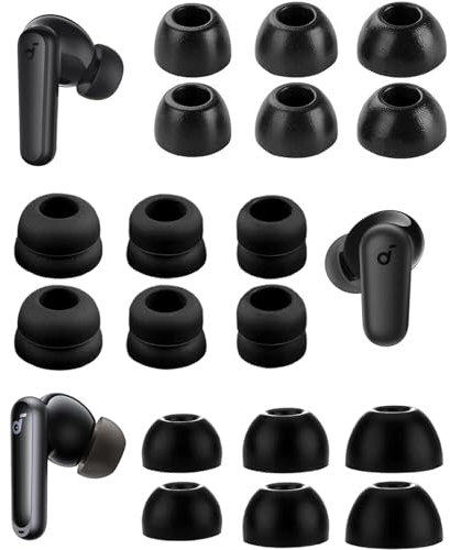 A-Focus Ohrstöpsel für Soundcore Space A40, P3i, P20i, P30i, P40i, Memory-Schaum, Doppelflansch, Ersatz-Ohrstöpsel, passend für Soundcore Sport X10, X20, Life A1, Schwarz, 9 Paar