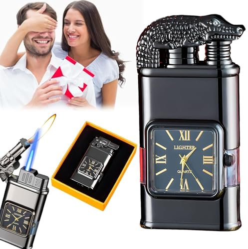 Windfestes Feuerzeug, Vintage-Uhrenlünette, Jet-Flame-Fackel, elektrisches Feuerzeug, winddichte Feuerzeuge, Vintage-Uhr, winddichtes Vintage-Uhren-Lünette, Jet-Flame-Fackelfeuerzeug ( Color : D )