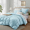 Gezu Bettwäsche 135x200cm Baumwolle Blau Hellblau 4 Teilig Baumwolle Einzelbett Uni Bettwäsche Set Weiche ÖkoTex Zertifiziert für Allergiker Komfortablerund 2 Kissenbezüge 80x80cm mit Reissverschluss