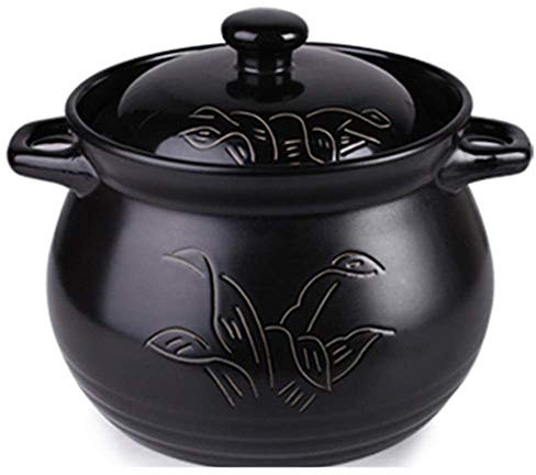 Cazuela De Barro Estofado De Terracota Cazuela De Cerámica Ollas De Barro con Tapas - Gran Capacidad Fácil De Limpiar Sartén Antiadherente Capacidad 5L-Capacidad 5L_A