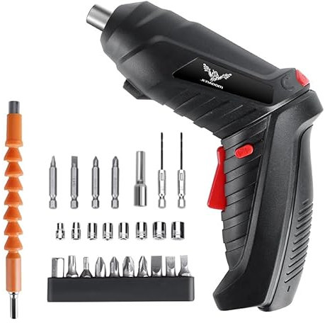 JENABOM Electric Screwdriver Cordless, Electric Screwdriver Kit with 26 Accessories, 3.6V/1300mAh Rechargeable Power Drill Driver, with USB Cable LED Light