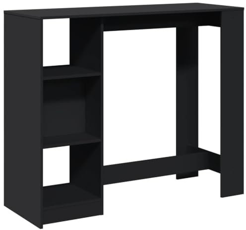 vidaXL Bartisch, Stehtisch mit Regal, Tresentisch für Küche Wohnzimmer Esszimmer, Küchentisch Loungetisch Bistrotisch, Schwarz Holzwerkstoff