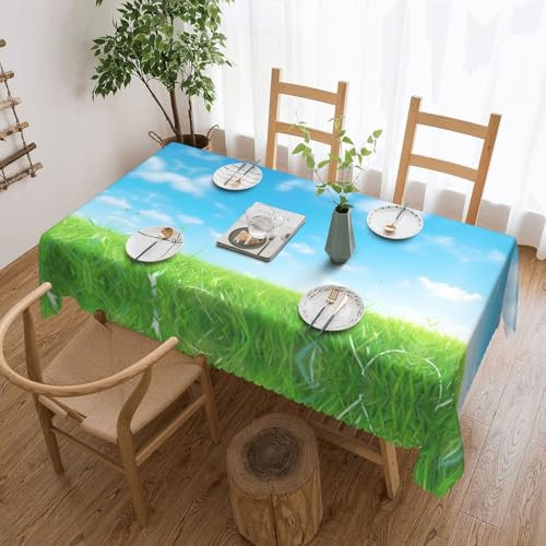 PHAYAH Flache Gras-Tischdecke, 137 x 183 cm, dekorative Tischdecke, waschbar, für Zuhause, Hochzeit, Restaurant, Camping