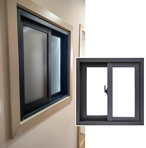 HWLL Black Aluminum Frame Venting Window, Horizontal Sliding Windows with Lock, Playhouses/Basement/Bathroom/Kitchen Replacement Window(WxH 39x12in/99x30.5cm)
