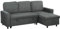 HOMCOM Sofa Bed with Storage, Convertible L Shaped Corner Sleeper Couch, 3 Seater Pull Out Sofa Bed with Reversible Chaise, Side Pockets for Living Room, Bedroom, Small Spaces, Charcoal Grey