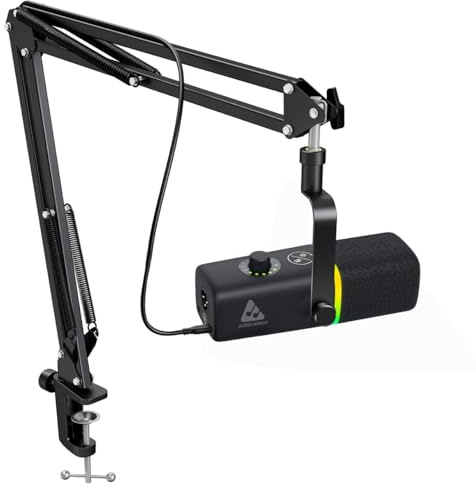 Audio Array AM-C45 XLR/USB Pro RGB Dynamic Microphone Kit | 192kHz/24bit Studio Quality Output | Volume Control, Mute and Noise Cancellation | Realtime Monitoring for Streaming, Gaming & podcasting