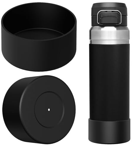 Linkidea 2 Pack Water Bottle Boot Compatible with Stanley Quick Flip GO 36oz, Silicone Waterbottle Bottom Bumper Protector (Black)
