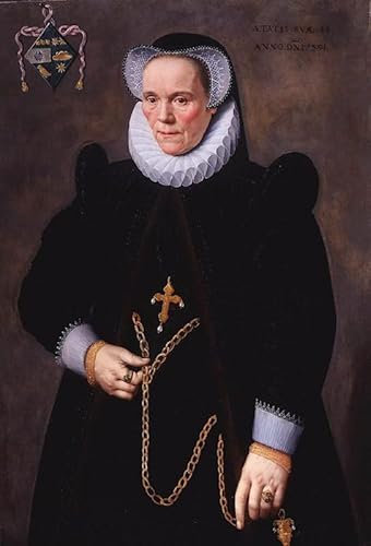 POSTERIIk Vintage Leinwand Ölgemälde Poster Kunstwerke Porträt von Catherine Van Damme und Ofde Groote Frans Pourbus dem Jüngeren Druckgrafik für Office Home Decor 60x90cm